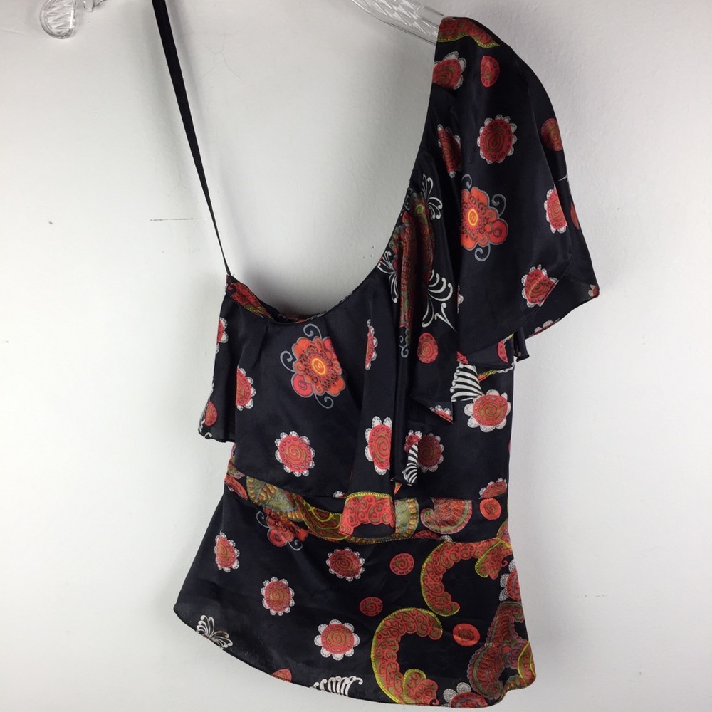 FRENCH CONNECTION One Shoulder Silk Top